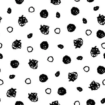 Classic vintage seamless pattern with polka dot, texture grunge crayons ink.  Stock Illustration
