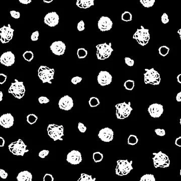 Classic vintage seamless pattern with polka dot, texture grunge crayons ink.  Stock Illustration