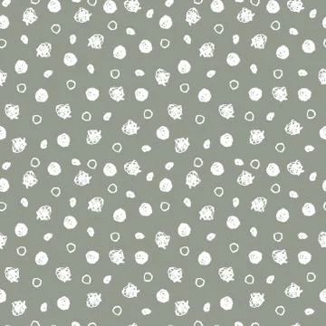 Classic vintage seamless pattern with polka dot, texture grunge crayons ink.  Stock Illustration