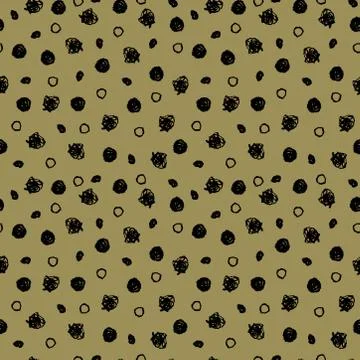 Classic vintage seamless pattern polka dot, texture grunge crayons ink. Black Stock Illustration
