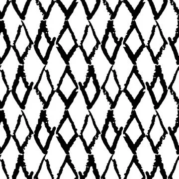 Classic vintage seamless pattern with rhombuses, texture grunge crayons ink.  Illustrazione stock