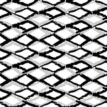 Classic vintage seamless pattern with rhombuses, texture grunge crayons ink.  Stock Illustration