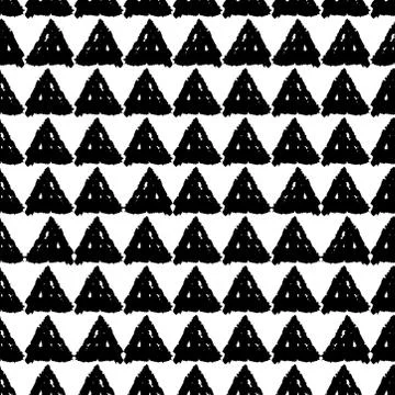 Classic vintage seamless pattern with triangles, texture grunge crayons ink.  Illustrazione stock