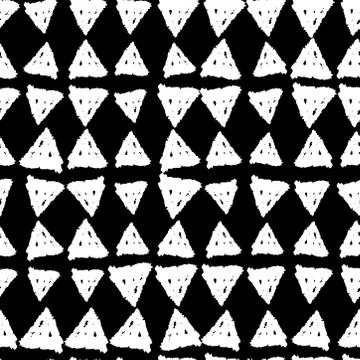 Classic vintage seamless pattern with triangles, texture grunge crayons ink.  Illustrazione stock