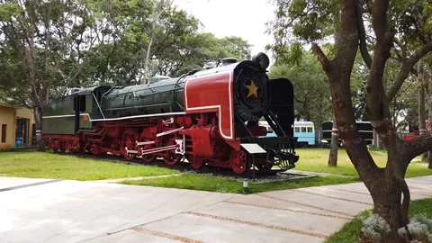 A Classic Vintage Steam  engine at Mysuru rail museum in Karnataka/India. Stock Footage 137578445