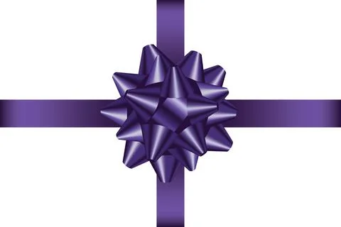 Classic violet shiny gift bow and ribbons festive template for present Stock Illustration
