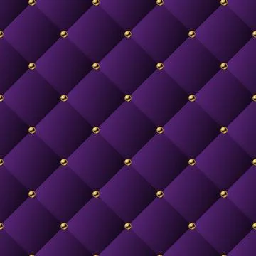 Classic volume seamless pattern with square grid and golden buttons. Stock Illustration