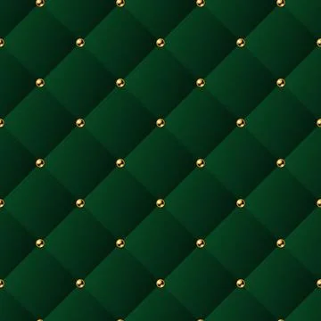 Classic volume seamless pattern with square grid and golden buttons. Stock Illustration