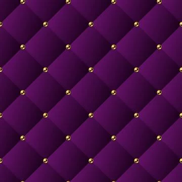 Classic volume seamless pattern with square grid and golden buttons. Stock Illustration