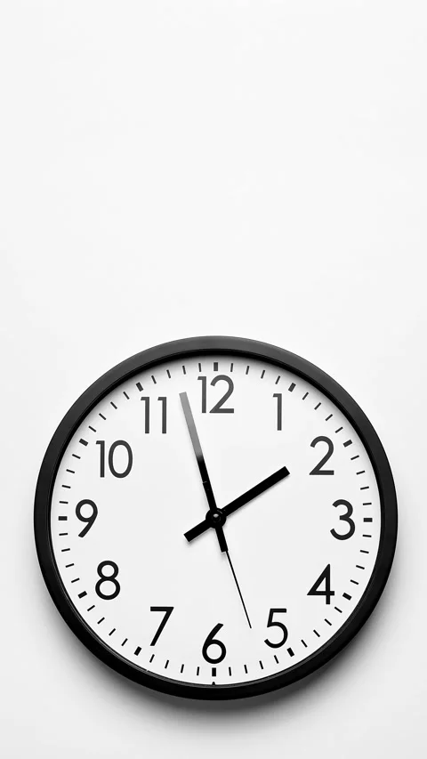 Classic wall clock. Clock face on white background with copy space. Time lapse. Video stock 301394737