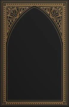 Classic wall of gold arch gothic panels Stock Illustration