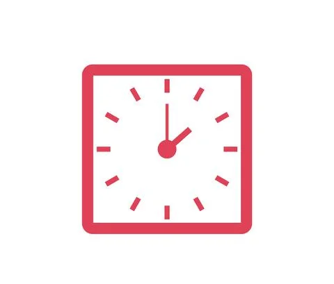 Classic wall round blue clock icon isolated. Minimalist design timepiece for Stock Illustration