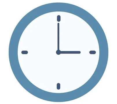 Classic wall round blue clock icon isolated on white minimalist design timepiece Stock Illustration