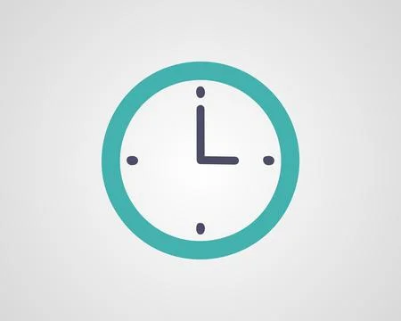 Classic wall round blue clock icon isolated on white background time indicator.  Stock Illustration