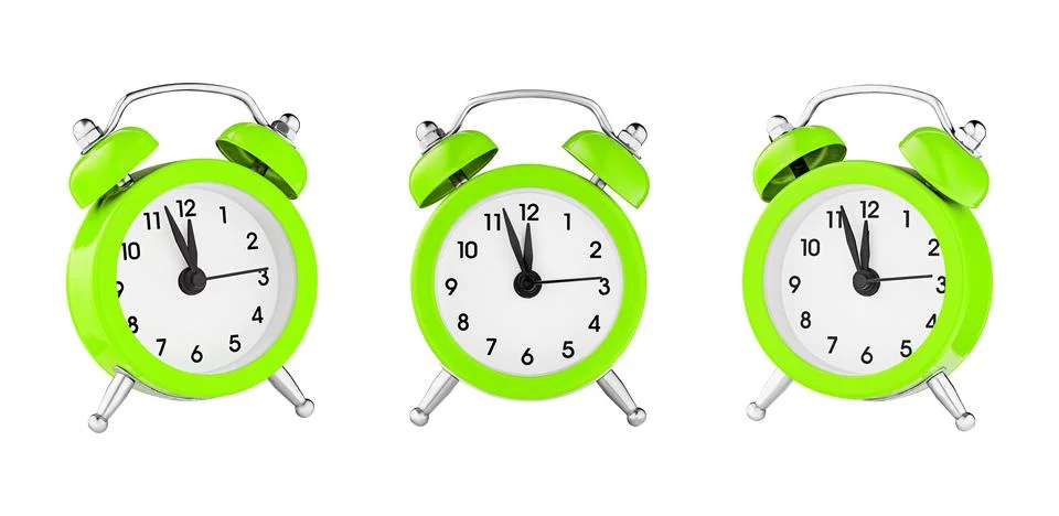 Classic watch, pointer clock, green color alarm watch on isolated white bac.. Stock Photos