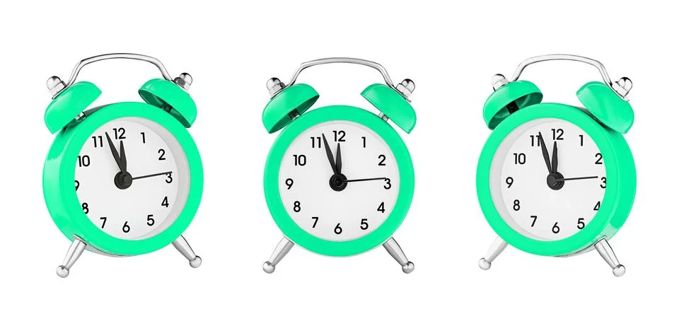 Classic watch, pointer clock, green color alarm watch on isolated white bac.. Stock Photos