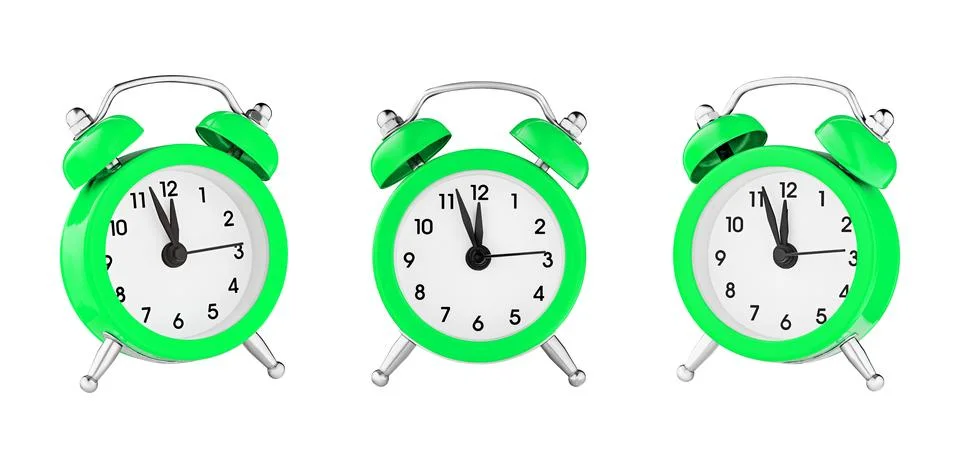 Classic watch, pointer clock, green color alarm watch on isolated white bac.. Stock Photos
