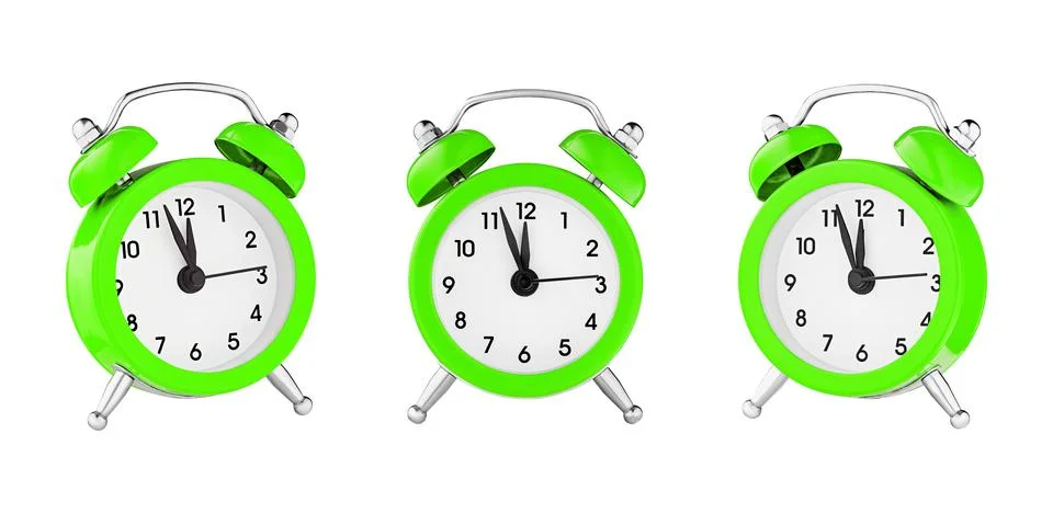 Classic watch, pointer clock, green color alarm watch on isolated white bac.. Stock Photos