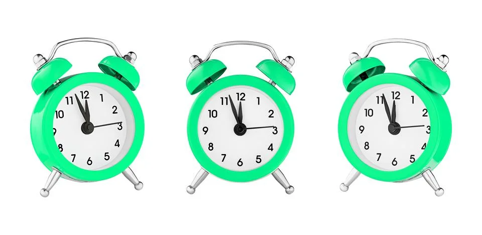 Classic watch, pointer clock, green color alarm watch on isolated white bac.. Stock Photos