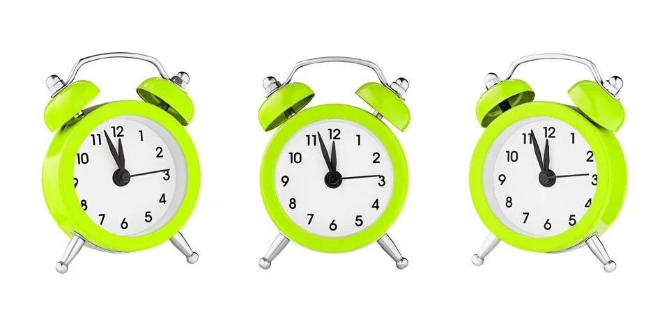 Classic watch, pointer clock, green color alarm watch on isolated white bac.. Stock Photos