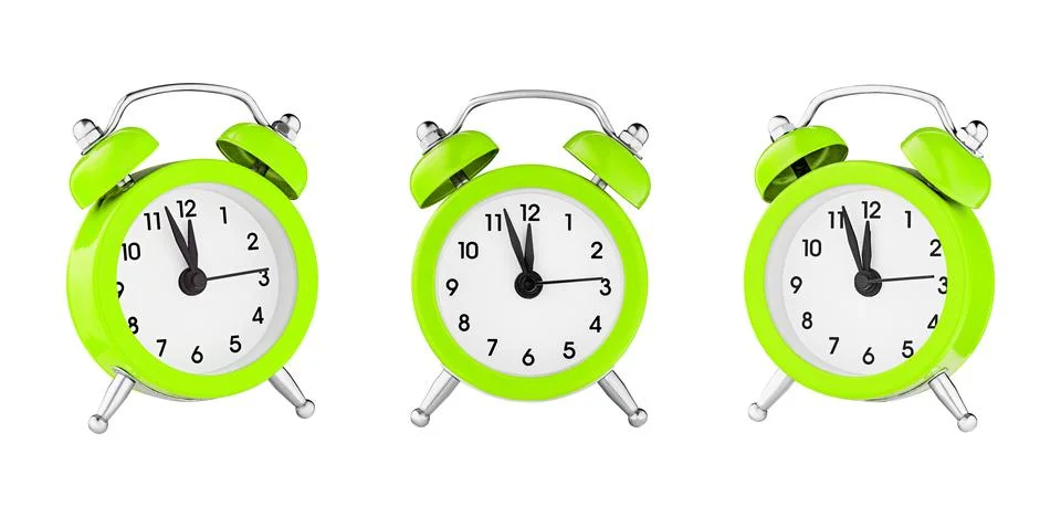 Classic watch, pointer clock, green color alarm watch on isolated white bac.. Stock Photos