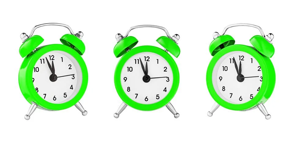 Classic watch, pointer clock, green color alarm watch on isolated white bac.. Stock Photos
