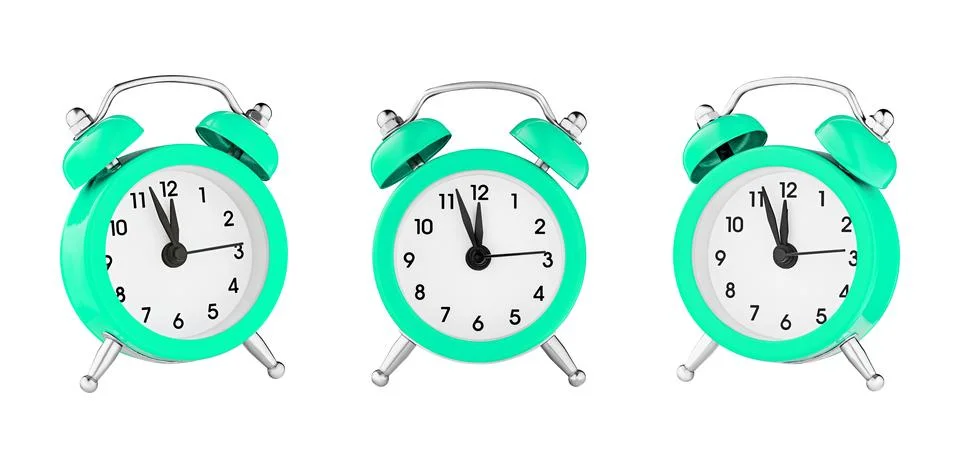 Classic watch, pointer clock, green color alarm watch on isolated white bac.. Stock Photos