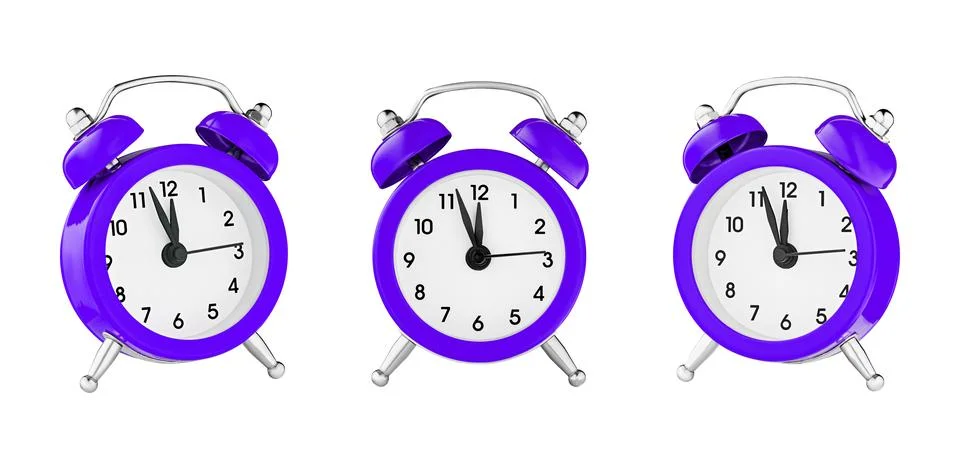 Classic watch, pointer clock, Purple, violet color alarm watch on isolated wh Stock Photos