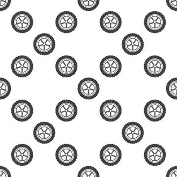 Classic wheel vector seamless pattern - Vintage car rim and tire background Stock Illustration