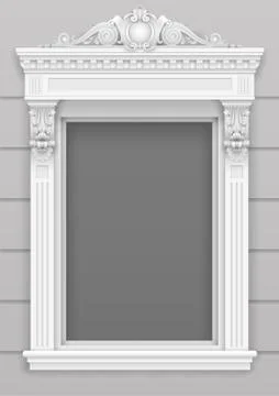 Classic white architectural window facade frame Stock Illustration