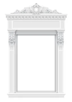 Classic white architectural window facade for the frame Stock Illustration