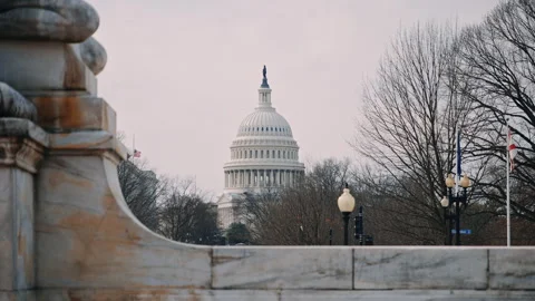 Classic White Capitol Structure in the Center of Washington DC Stock Footage 311047233