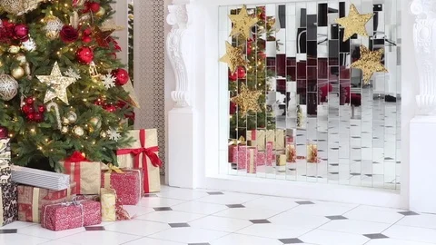 Classic white christmas interior background Stock Footage 83221316