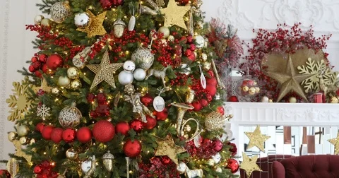 Classic white christmas interior background Stock Footage 83320315