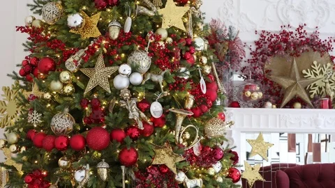 Classic white christmas interior background Stock Footage 83321471