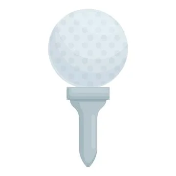 Classic white golf ball is sitting on a tee and ready to be hit Stock Illustration