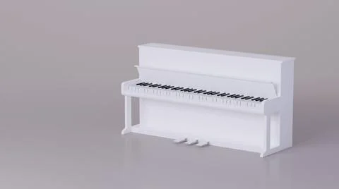 Classic White Piano. 3D Rendering. Stock Illustration
