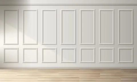 Classic white wall with wooden frames Stock Illustration