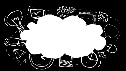 Classic wiggle hand written stop motion intro. Black and white doodle cloud  Stock Footage 304814550
