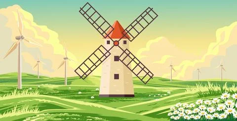A classic windmill Stock Illustration