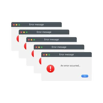 Classic window alert dialog box of system error. Stock Illustration