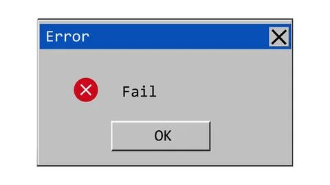 Classic window alert dialog box of system error. Warning Pop-up Window. Stock Illustration