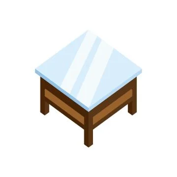 Classic Wood Square Coffee Table 3D Isometric Furniture Illustration Stock Illustration