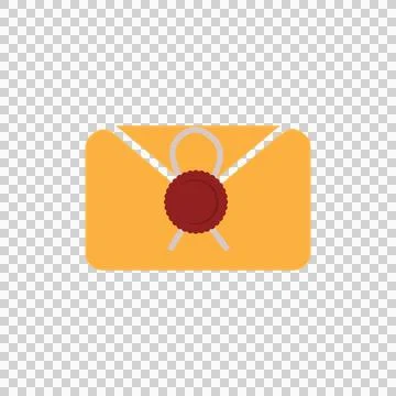 Classic Yellow Envelope with Red Wax Seal and White String Flat Icon Ilustración de archivo