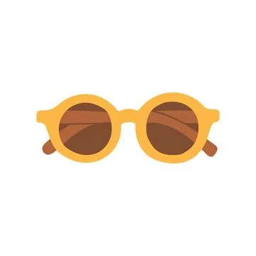 Classic yellow round frame sunglasses vector illustration. Summer beach sun Stock Illustration