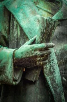 Classical academic statue with scroll Stock Photos
