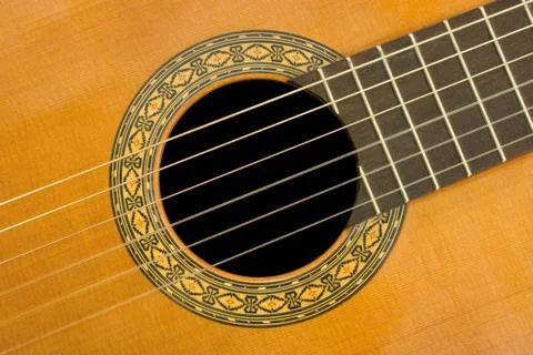Classical acoustic guitar, close-up Stock Photos