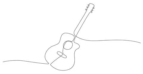 Classical acoustic guitar line vector Stock Illustration