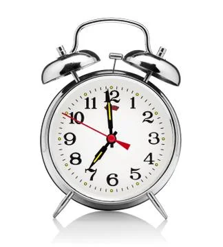 Classical alarm clock isolated on white background Stockfoto's