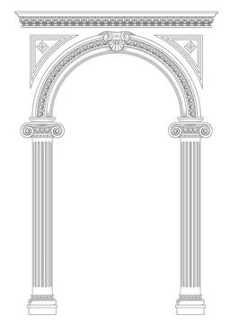 Classical arch with Greek Ionic columns Stock Illustration